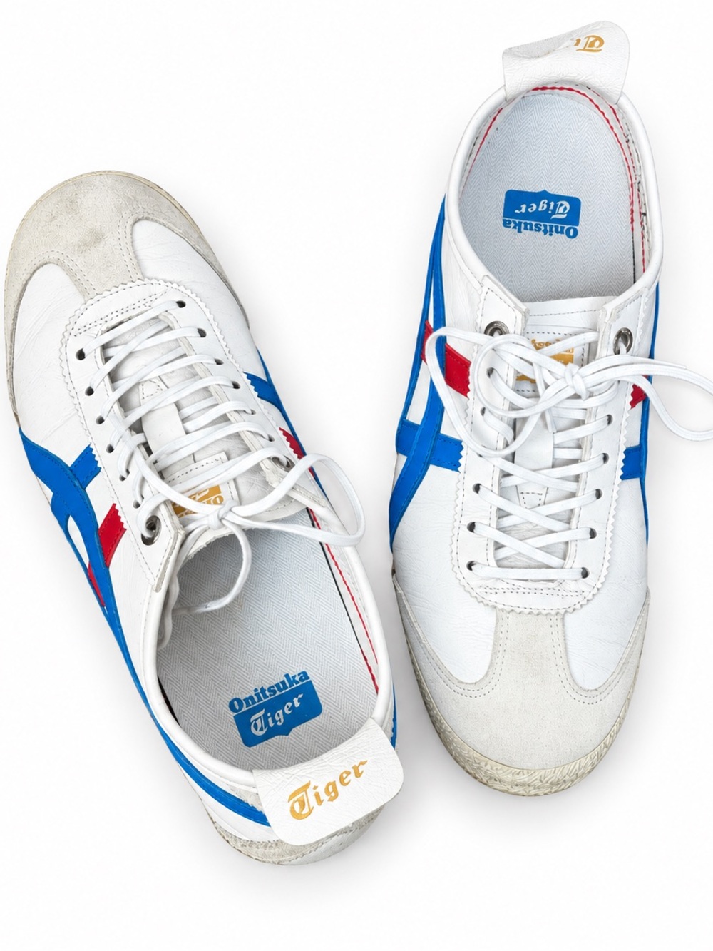 Onitsuka Tiger White Blue Red Leather Suede Sneakers